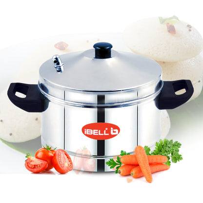 iBELL Stainless Steel Idly Cooker, Induction and Gas Stove Compatible Idli Maker (Silver; 16 Idlies) 4-Plates