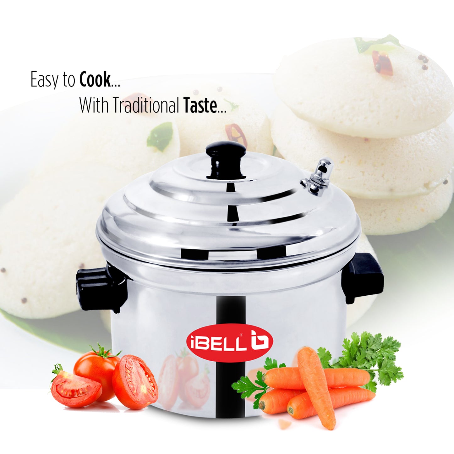 iBELL Stainless Steel Idly Cooker, Induction and Gas Stove Compatible Idli Maker (Silver; 16 Idlies) 4-Plates
