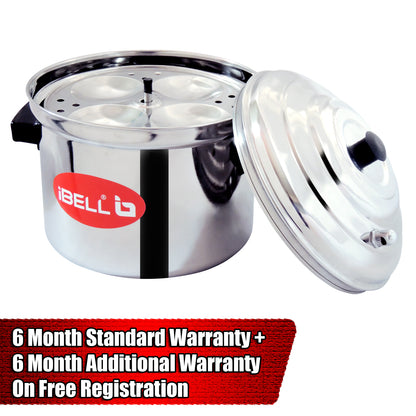 iBELL Stainless Steel 6 Plates Idly Cooker Pot,Induction and Gas Stove Compatible Idli Maker(24 Idlies)
