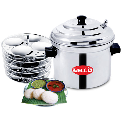 iBELL Stainless Steel 6 Plates Idly Cooker Pot,Induction and Gas Stove Compatible Idli Maker(24 Idlies)