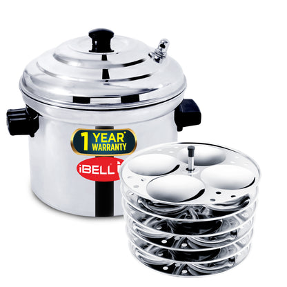 iBELL Stainless Steel 6 Plates Idly Cooker Pot,Induction and Gas Stove Compatible Idli Maker(24 Idlies)
