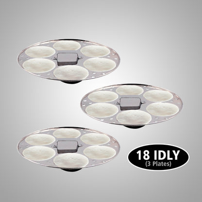 iBELL IP18P3 Stainless Steel High Food Grade Idly Pot, 3 Plates/18 Idly, Silver
