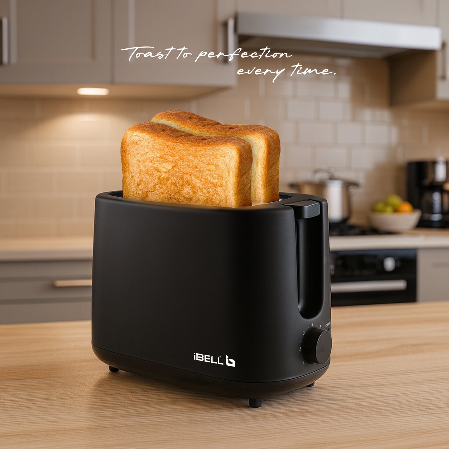 iBELL Toaster CrustoF20 Auto Pop-up Bread Toaster with Removable Crumb Tray, Auto Shutoff, Cancel Button, 7 Levels Browning Controller, Cord Storage, 750 Watts, 2 Year Warranty (Black)
