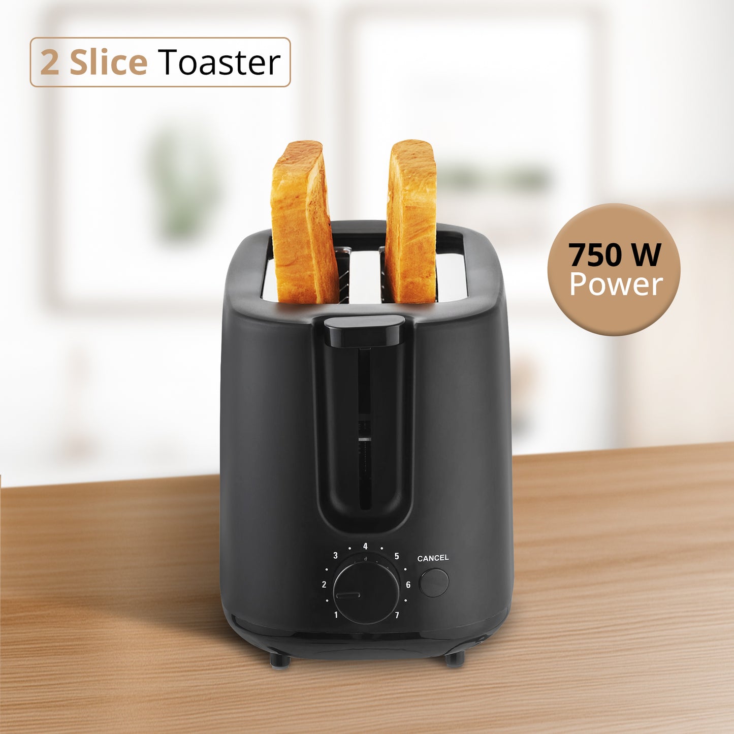 iBELL Toaster CrustoF20 Auto Pop-up Bread Toaster with Removable Crumb Tray, Auto Shutoff, Cancel Button, 7 Levels Browning Controller, Cord Storage, 750 Watts, 2 Year Warranty (Black)