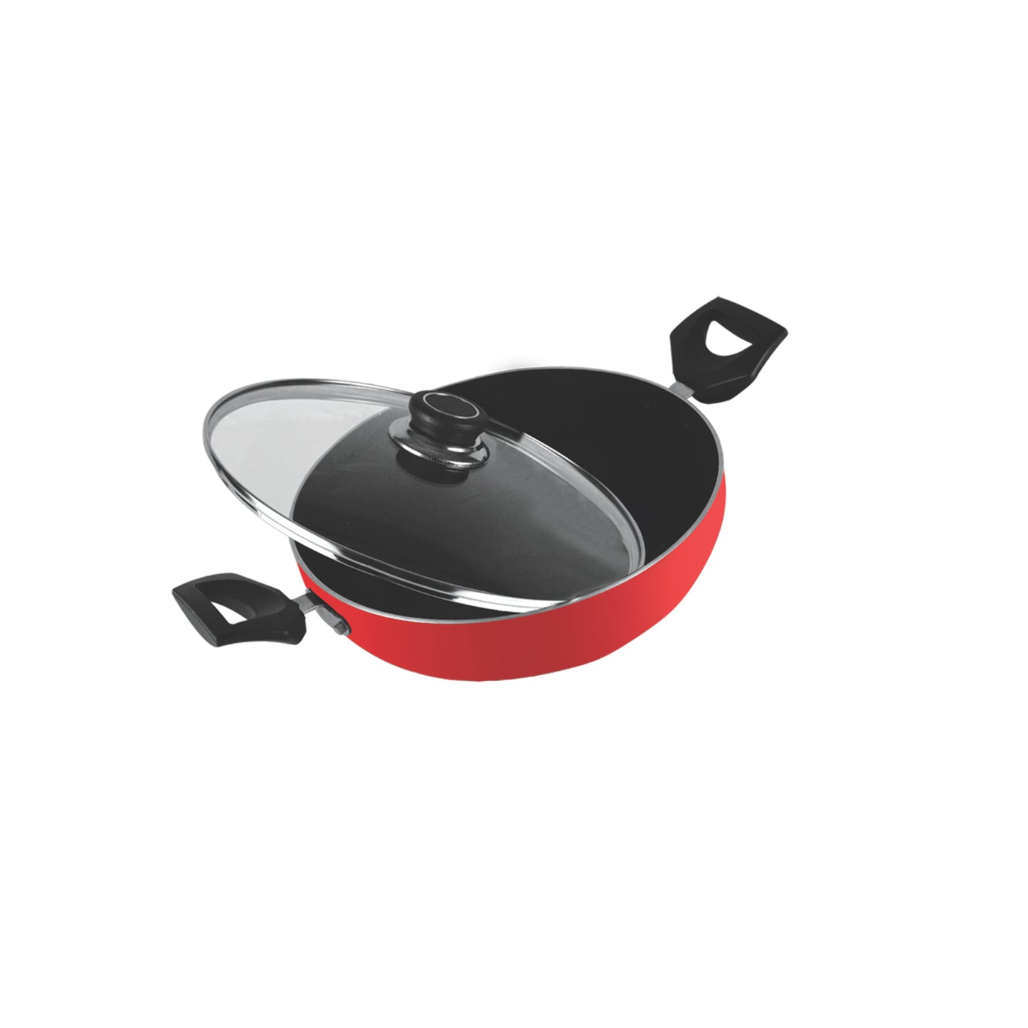 VBT VBT-K240IB Non Stick Kadai 24cm Glass Lid – Induction & Gas Compatible, PFOA Free