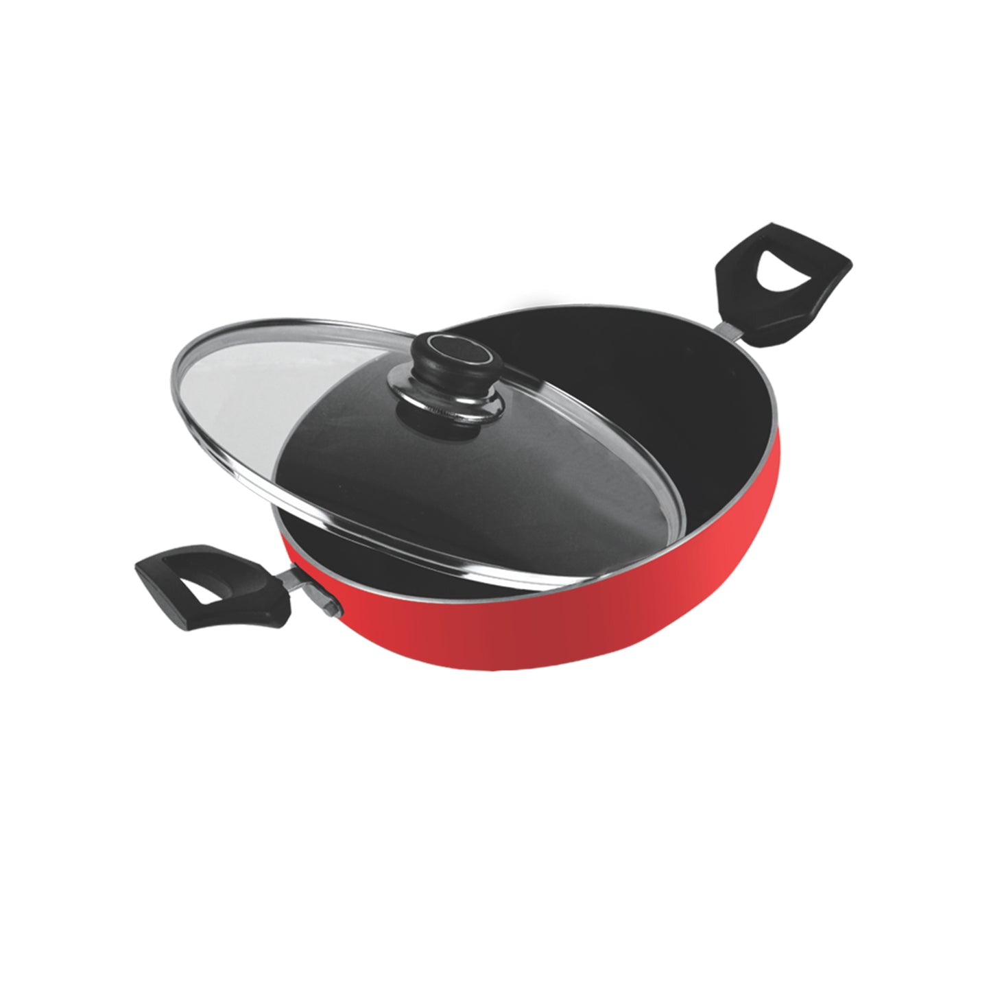 VBT VBT-K280IB Non Stick Kadai 28cm Glass Lid – Induction & Gas Compatible, PFOA Free