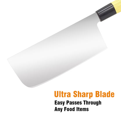 IBELL LS01 Premium Kitchen Knife with Wooden Finish Handle, Sharp Stainless Steel, Cutting Fruits, Vegetables and Meat (Silver)