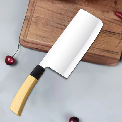 IBELL LS01 Premium Kitchen Knife with Wooden Finish Handle, Sharp Stainless Steel, Cutting Fruits, Vegetables and Meat (Silver)