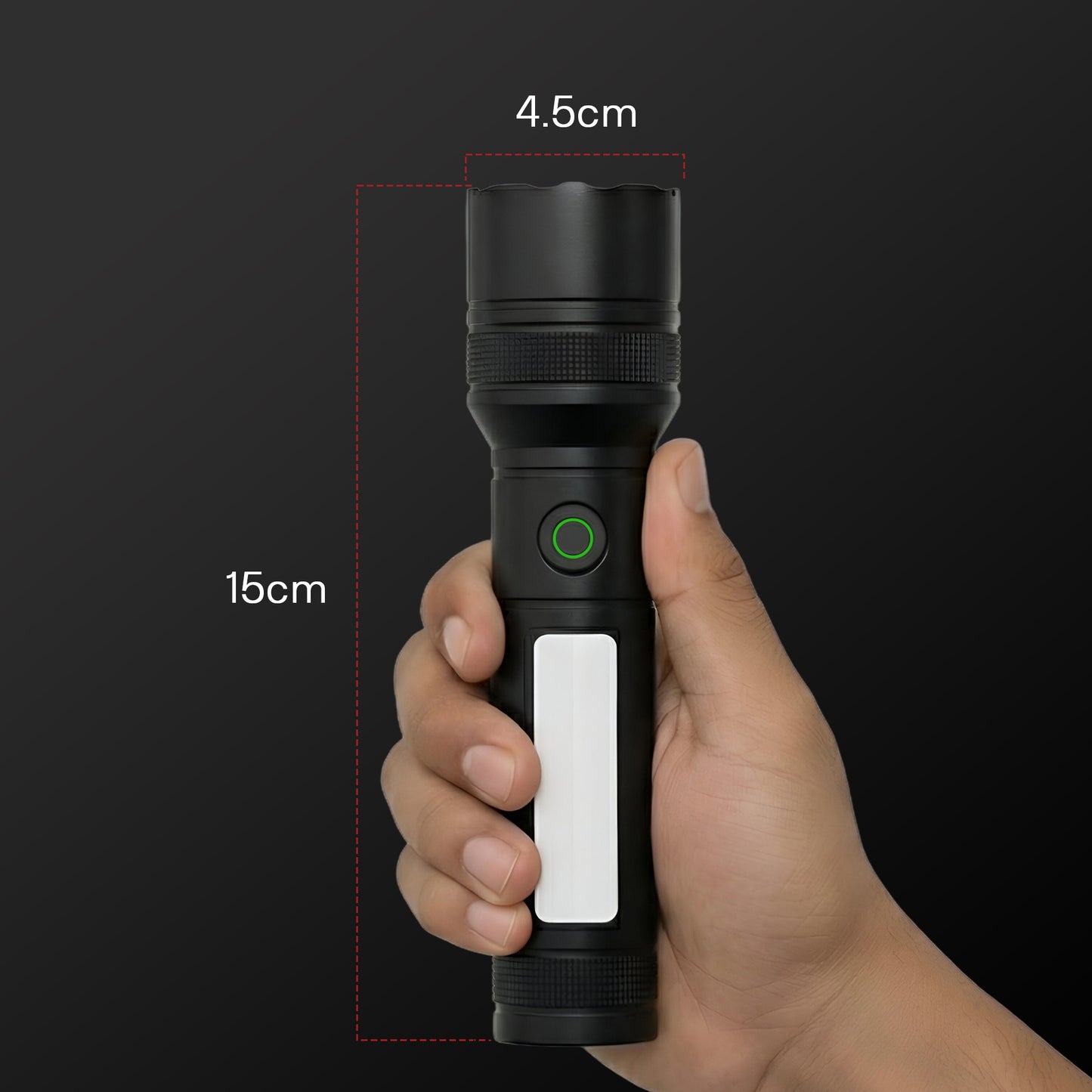 IBELL LUMINEX 800 Rechargeable Torch Light High Power, 6 Light Modes, Telescopic Zoom, Type C Charging, LED Flashlight, Super Bright & Long Distance Range, for Home, Outdoor & Emergency Use (Black))
