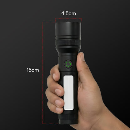 IBELL LUMINEX 800 Rechargeable Torch Light High Power, 6 Light Modes, Telescopic Zoom, Type C Charging, LED Flashlight, Super Bright & Long Distance Range, for Home, Outdoor & Emergency Use (Black))