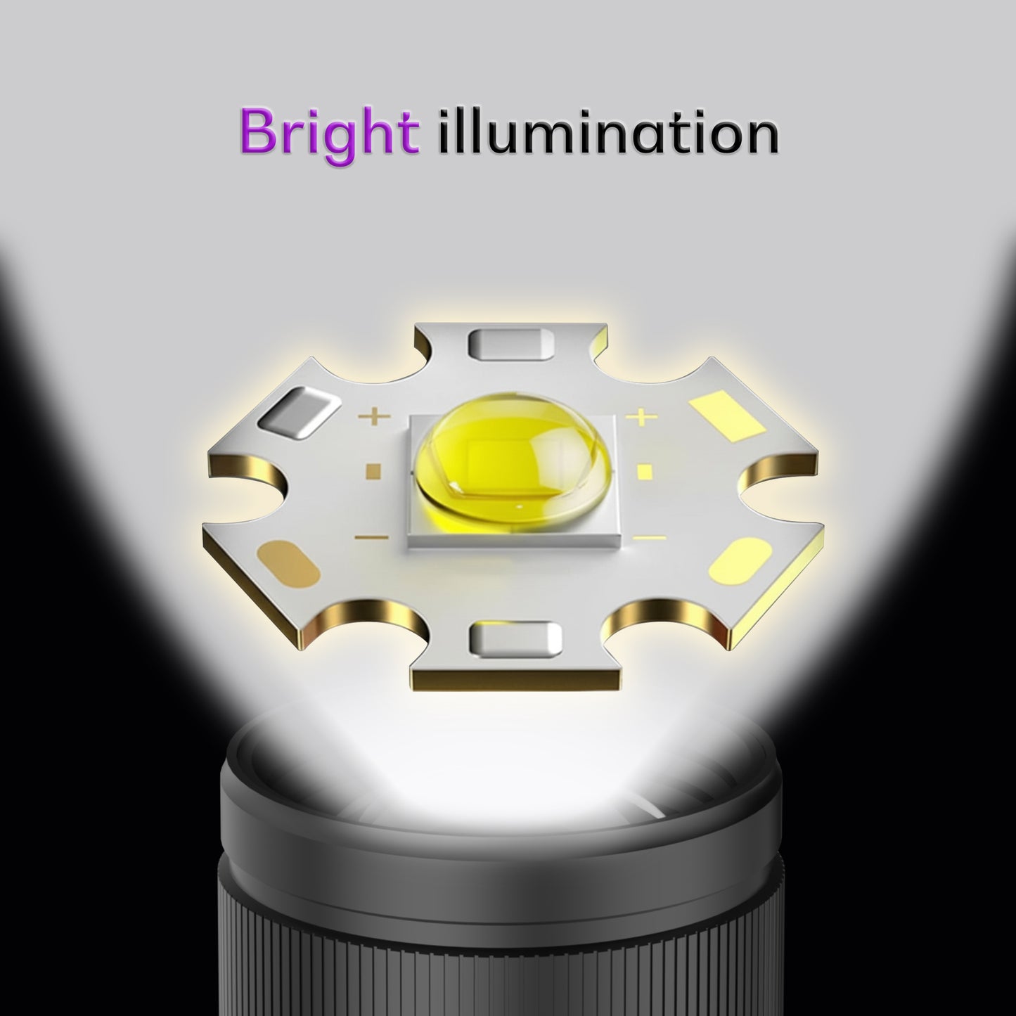 IBELL LUMINEX 900 Rechargeable Torch Light High Power, 3 Light Modes, Telescopic Zoom, Type C Charging, LED Flashlight, Super Bright & Long Distance Range, for Home, Outdoor & Emergency Use (Grey)