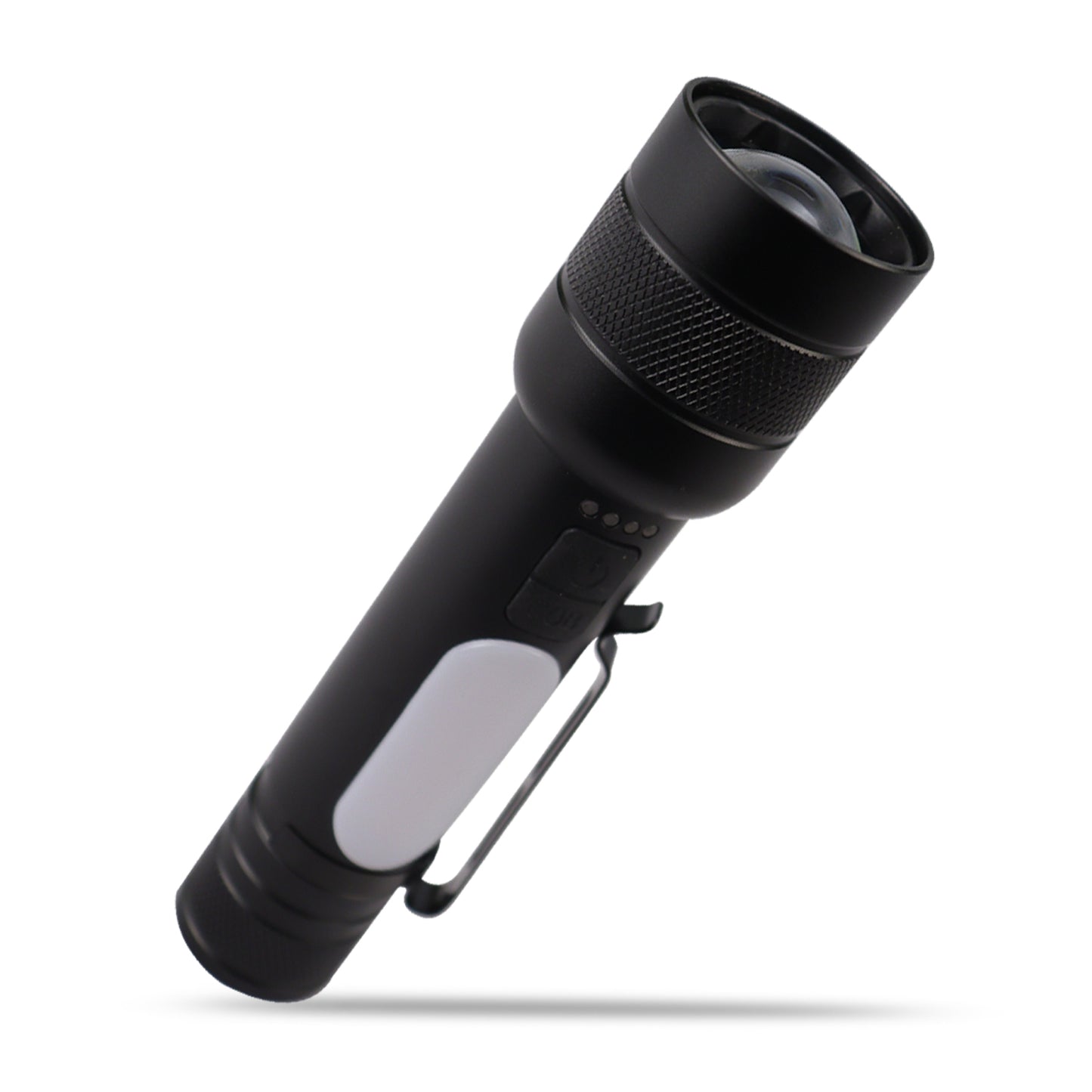 IBELL FL8375S Rechargeable Torch, Powerbank Function, Aircraft Aluminum Body, Telescopic Zoom, Water Resistant Flashlight with Multiple Light Modes (Black) LED