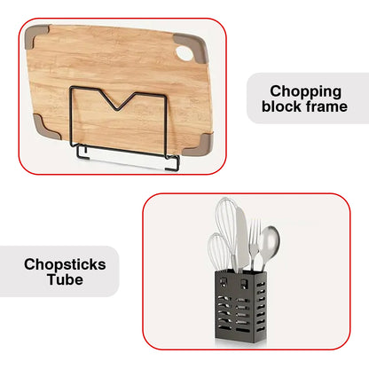 IBELL Carbon Steel DR243 Dish Drying Rack, 2-Tier Bartan Stand/Drainer Shelf/Kitchen Organizer/Counter for Utensils Storage (Black), 42.5x24.5x35.5 cm