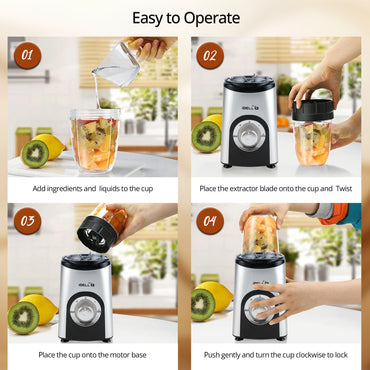 iBELL Juicer Mixer Grinder Chopper For Home, Smoothie Maker, 600W,2 Blades 3 Multipurpose Jars, 3 Modes, 100% Copper Motor, 24,000 RPM, Nutri Blender With Stainless Steel Blades (Silver)