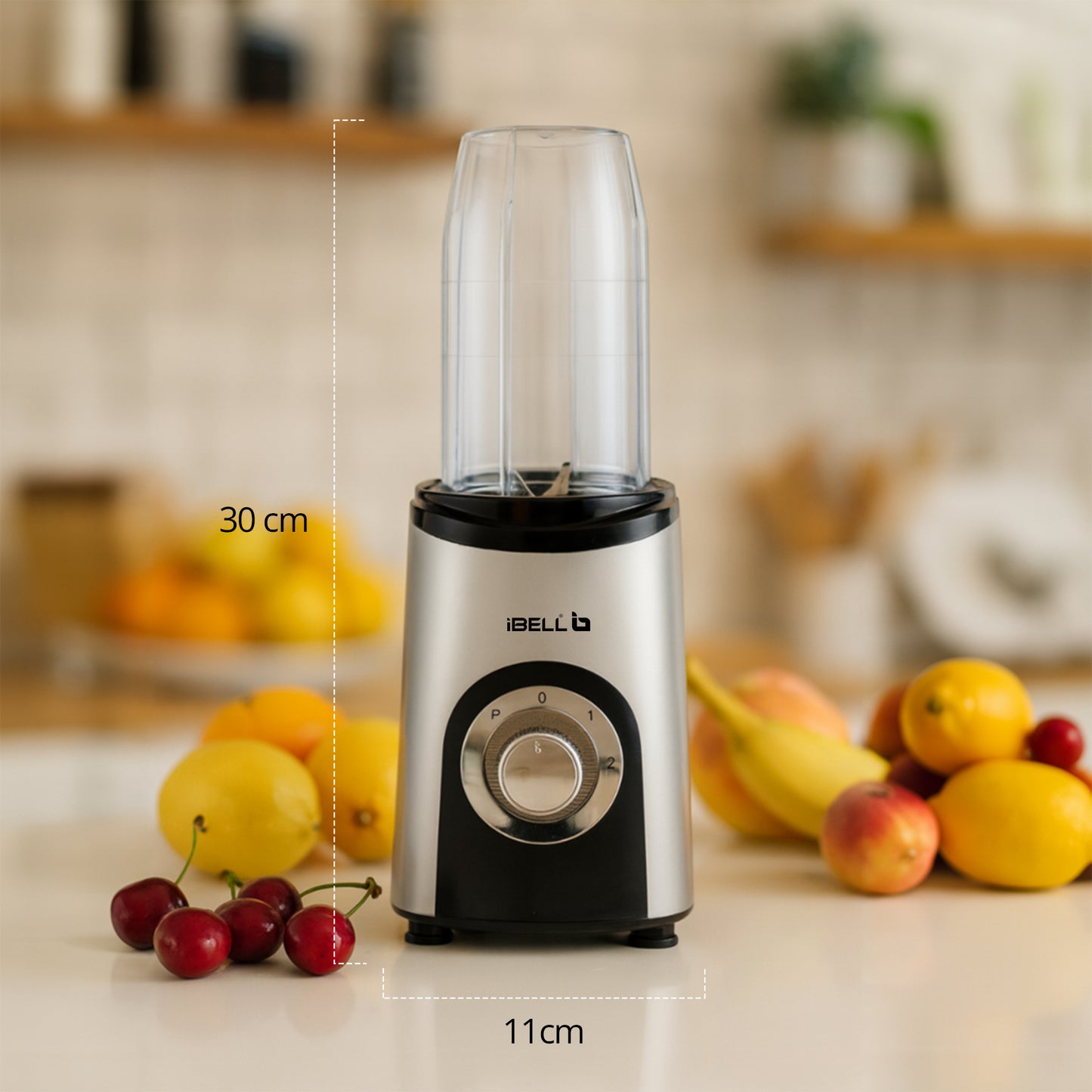 iBELL Juicer Mixer Grinder Chopper For Home, Smoothie Maker, 600W,2 Blades 3 Multipurpose Jars, 3 Modes, 100% Copper Motor, 24,000 RPM, Nutri Blender With Stainless Steel Blades (Silver)
