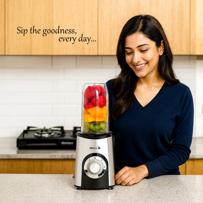 iBELL Juicer Mixer Grinder Chopper For Home, Smoothie Maker, 600W,2 Blades 3 Multipurpose Jars, 3 Modes, 100% Copper Motor, 24,000 RPM, Nutri Blender With Stainless Steel Blades (Silver)