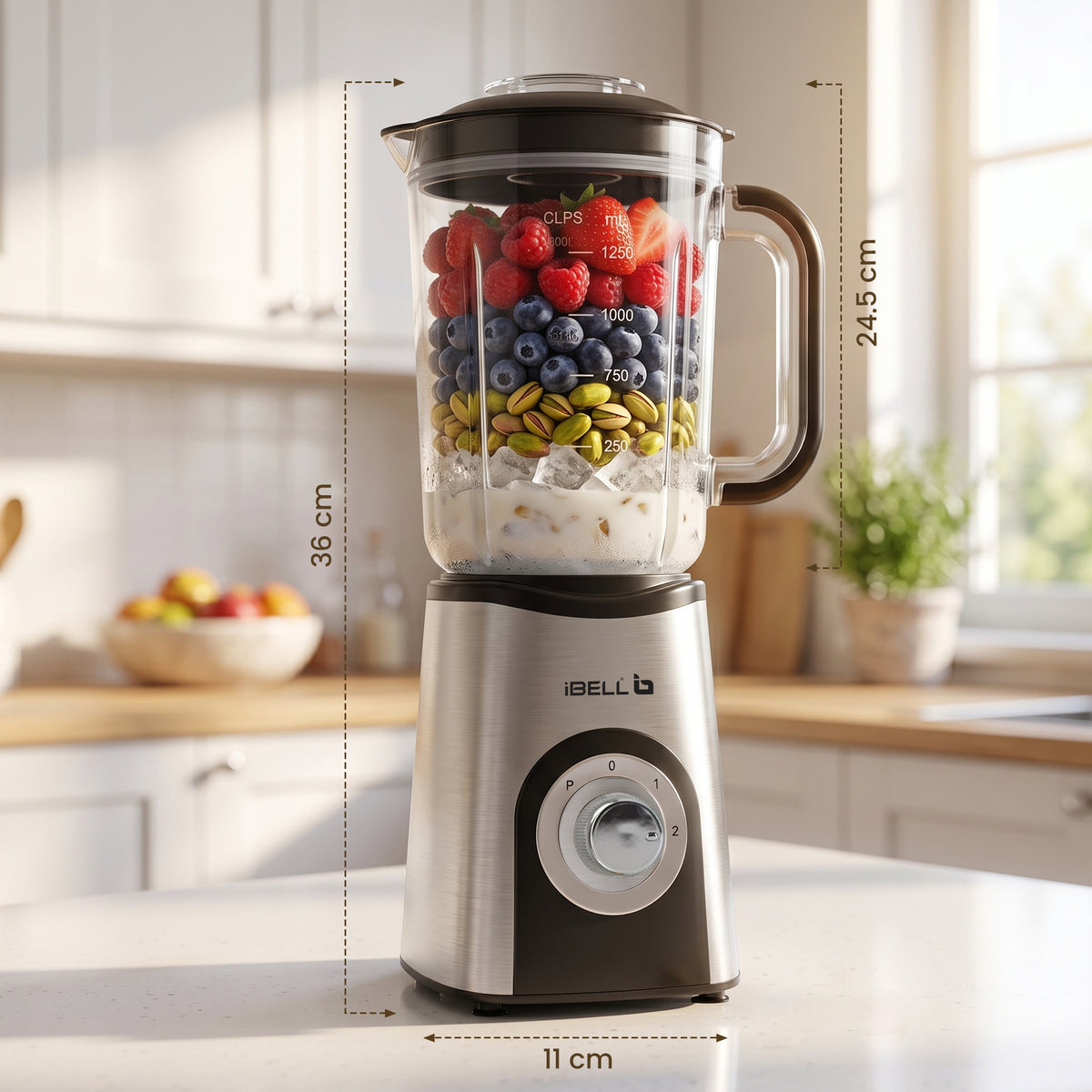 iBELL Nutri Core 3Q Plus 600W Nutri Blender Mixer Grinder & Juicer with 3 Jars with Sipper Cap, 2 Year Warranty, 2-Speed & Pulse Function, Overheat Protection for Smoothies, Juices (Silver)