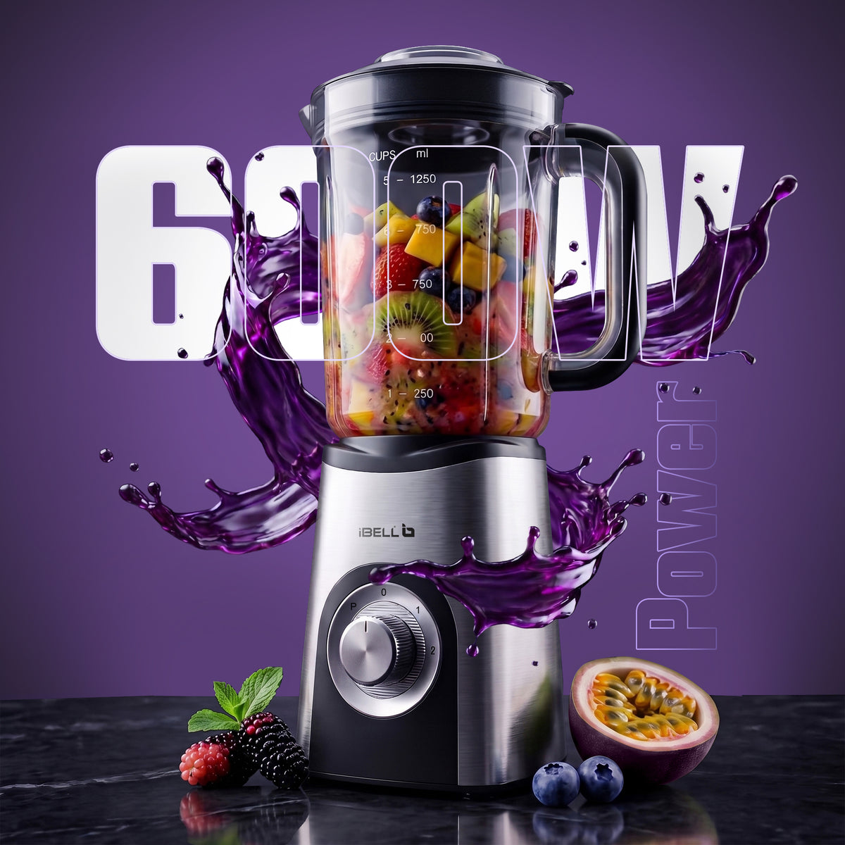 iBELL Nutri Core 5Q Plus 600W Nutri Blender Mixer Grinder & Juicer with 24000 RPM High-Speed Motor, 4 Multi-Purpose Jars with chopper, 2-Speed & Pulse Function for Smoothies (Silver)