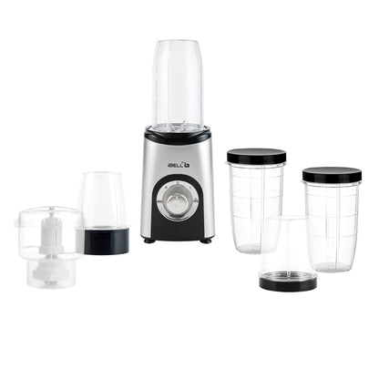 iBELL Juicer Mixer Grinder For Home, Smoothie Maker, 600W,2 Blades, 3 Modes, 5 Jars + Chopper, 100% Copper Motor, 24,000 RPM, Nutri Blender With Stainless Steel Blades (Silver)