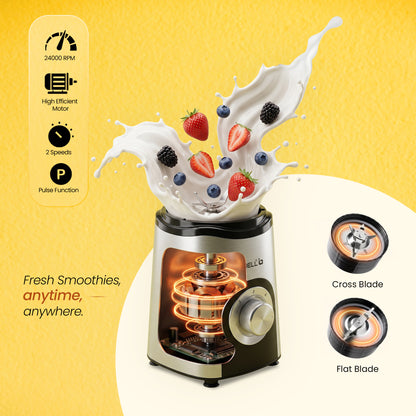 iBELL Nutri Core 3Q Plus 600W Nutri Blender Mixer Grinder & Juicer with 3 Jars with Sipper Cap, 2 Year Warranty, 2-Speed & Pulse Function, Overheat Protection for Smoothies, Juices (Silver)