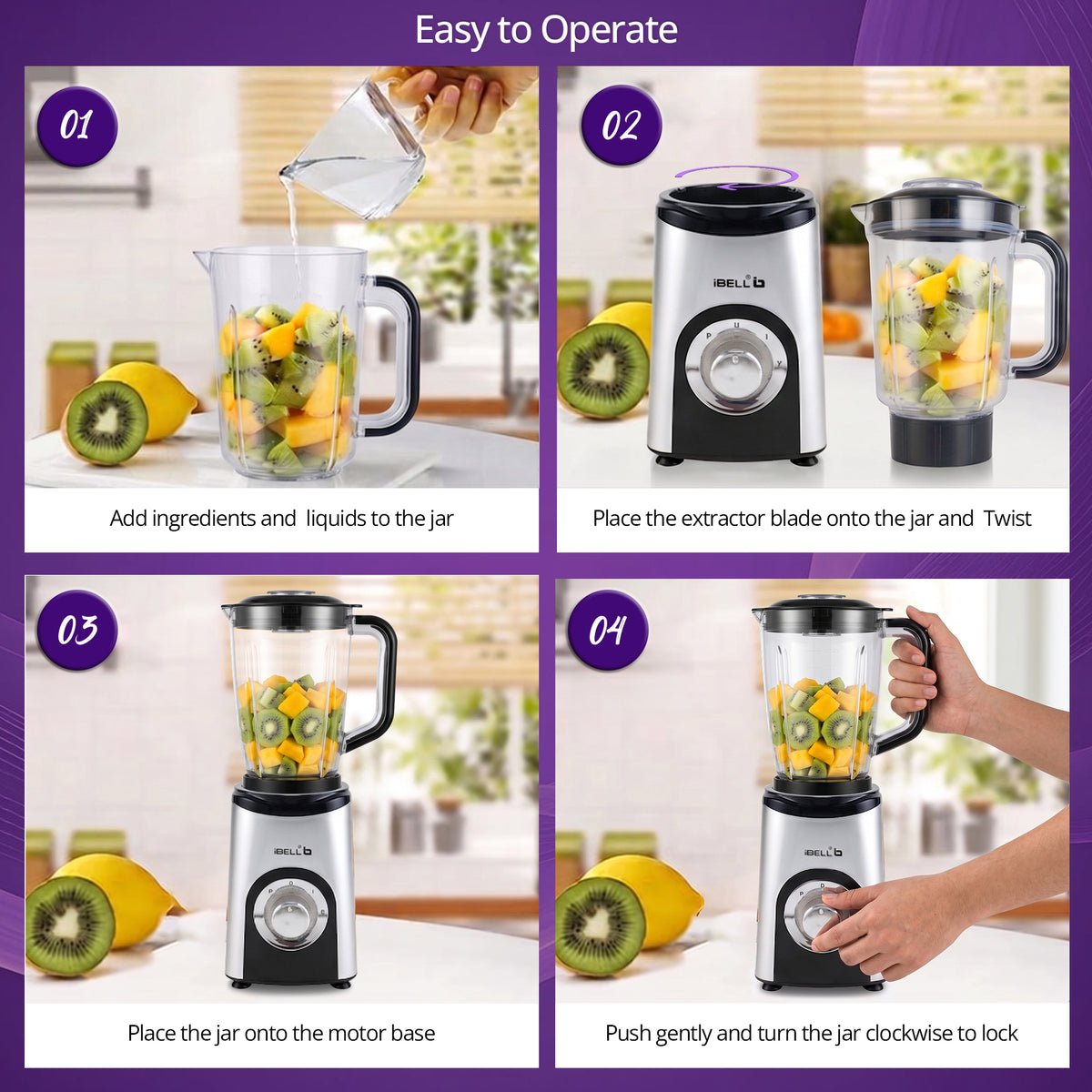 iBELL Nutri Core 5Q Plus 600W Nutri Blender Mixer Grinder & Juicer with 24000 RPM High-Speed Motor, 4 Multi-Purpose Jars with chopper, 2-Speed & Pulse Function for Smoothies (Silver)