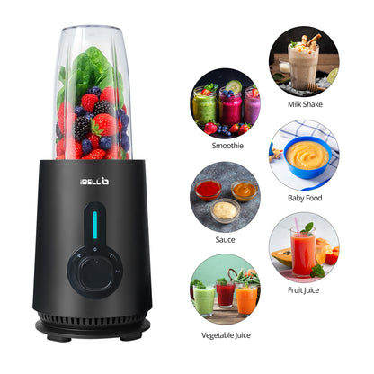iBELL NUTRIMAX500X Nutri Blender - Smoothie Maker with 5 Jars, 2 Blades, 2 Year Warranty, 3 Modes, 600 Watts, 24000RPM, 100% Copper Motor with 5 Jars and SS Blades (Black)