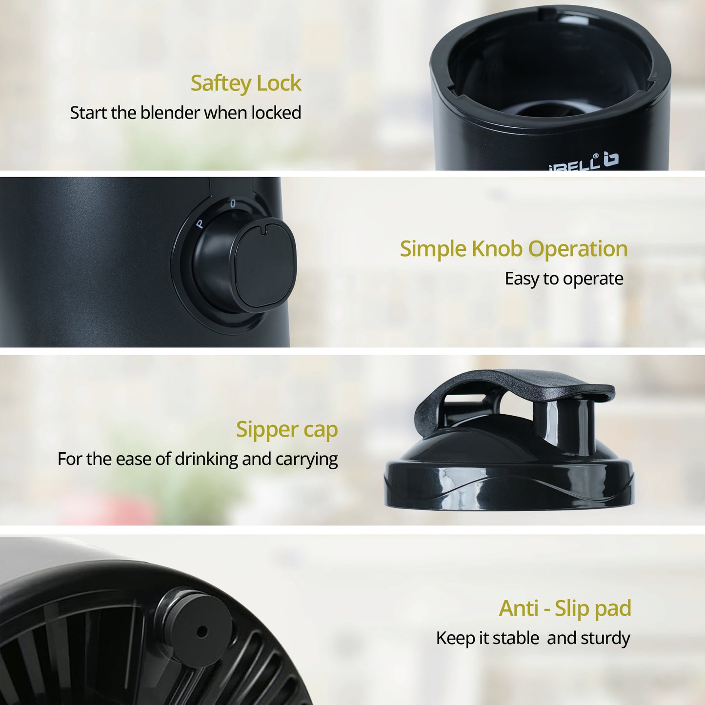 iBELL NUTRIMAX500X Nutri Blender - Smoothie Maker with 5 Jars, 2 Blades, 2 Year Warranty, 3 Modes, 600 Watts, 24000RPM, 100% Copper Motor with 5 Jars and SS Blades (Black)