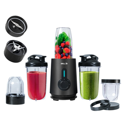 iBELL NUTRIMAX500X Nutri Blender - Smoothie Maker with 5 Jars, 2 Blades, 2 Year Warranty, 3 Modes, 600 Watts, 24000RPM, 100% Copper Motor with 5 Jars and SS Blades (Black)