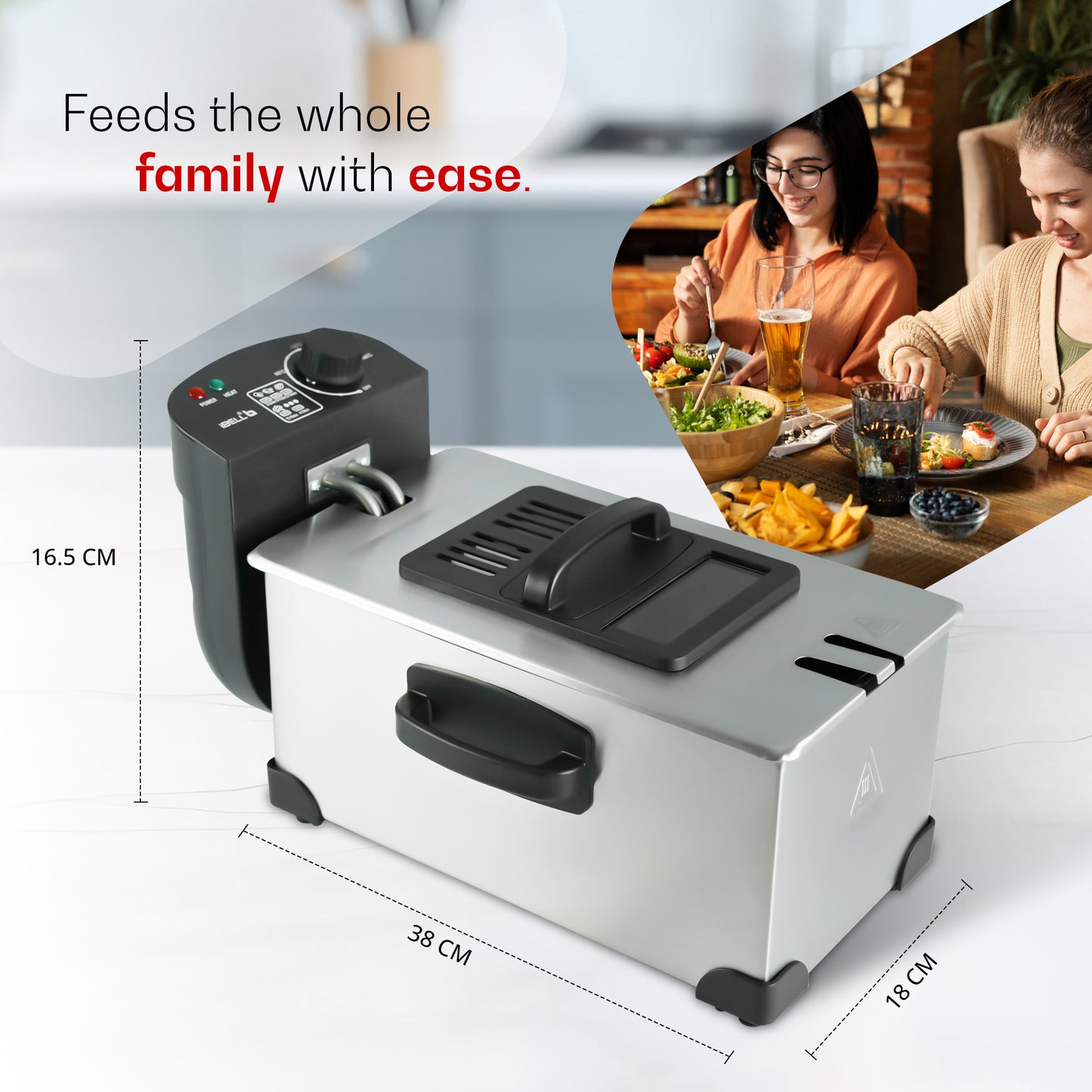 iBELL OILKING300 Electric Deep Fryer | 3 Litre Oil Capacity | 2000W Stainless Steel | Adjustable Temperature Control | Single Tank Fryer with Lid & Handle Basket (Silver)