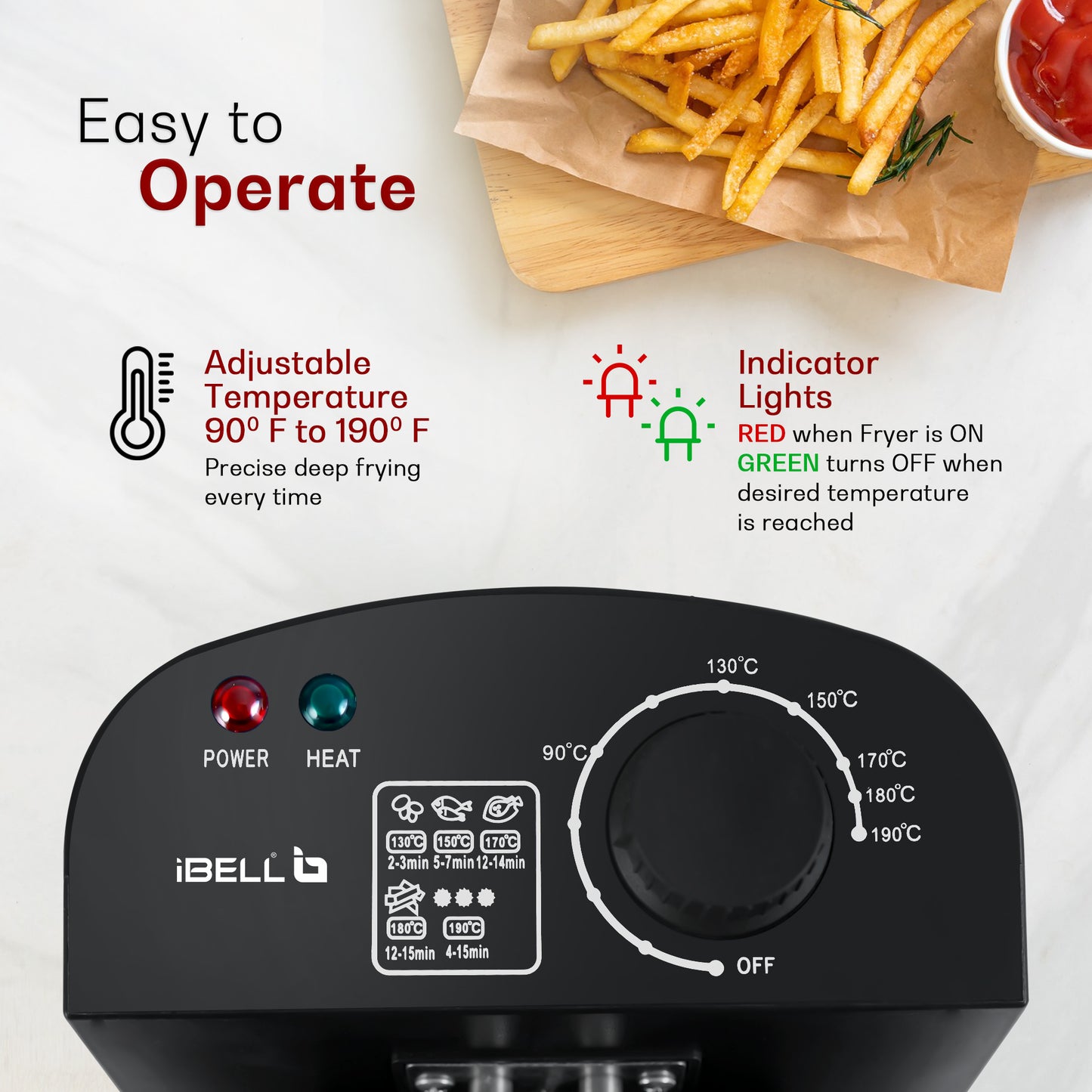 iBELL OILKING300 Electric Deep Fryer | 3 Litre Oil Capacity | 2000W Stainless Steel | Adjustable Temperature Control | Single Tank Fryer with Lid & Handle Basket (Silver)