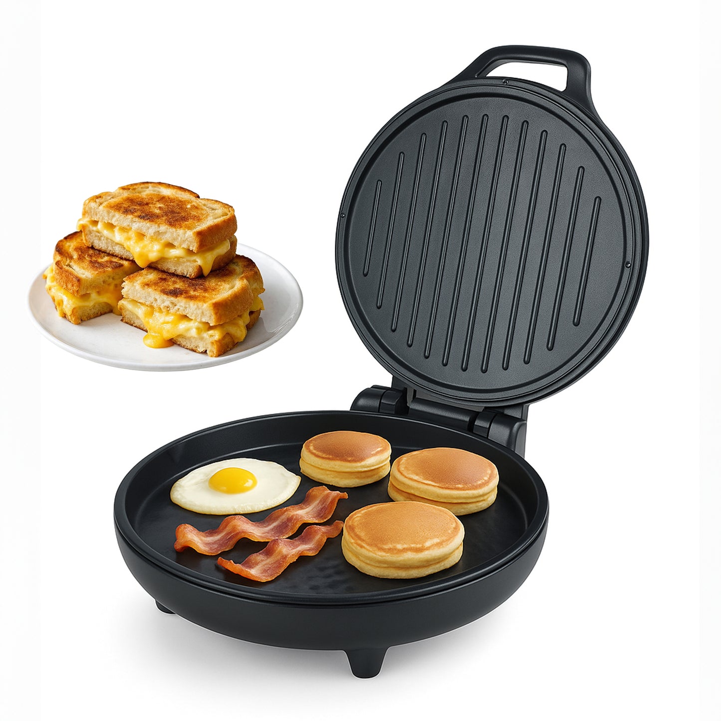 IBELL1500W Countertop Electric Pizza Maker & Multi-Purpose Grill | 12 Inch Non-Stick Plates, 180° Opening, Dual plate Heating Control | Pizza,Sandwich,Dosa,Roti,Grilled Veggies Maker | 2 Year Warranty