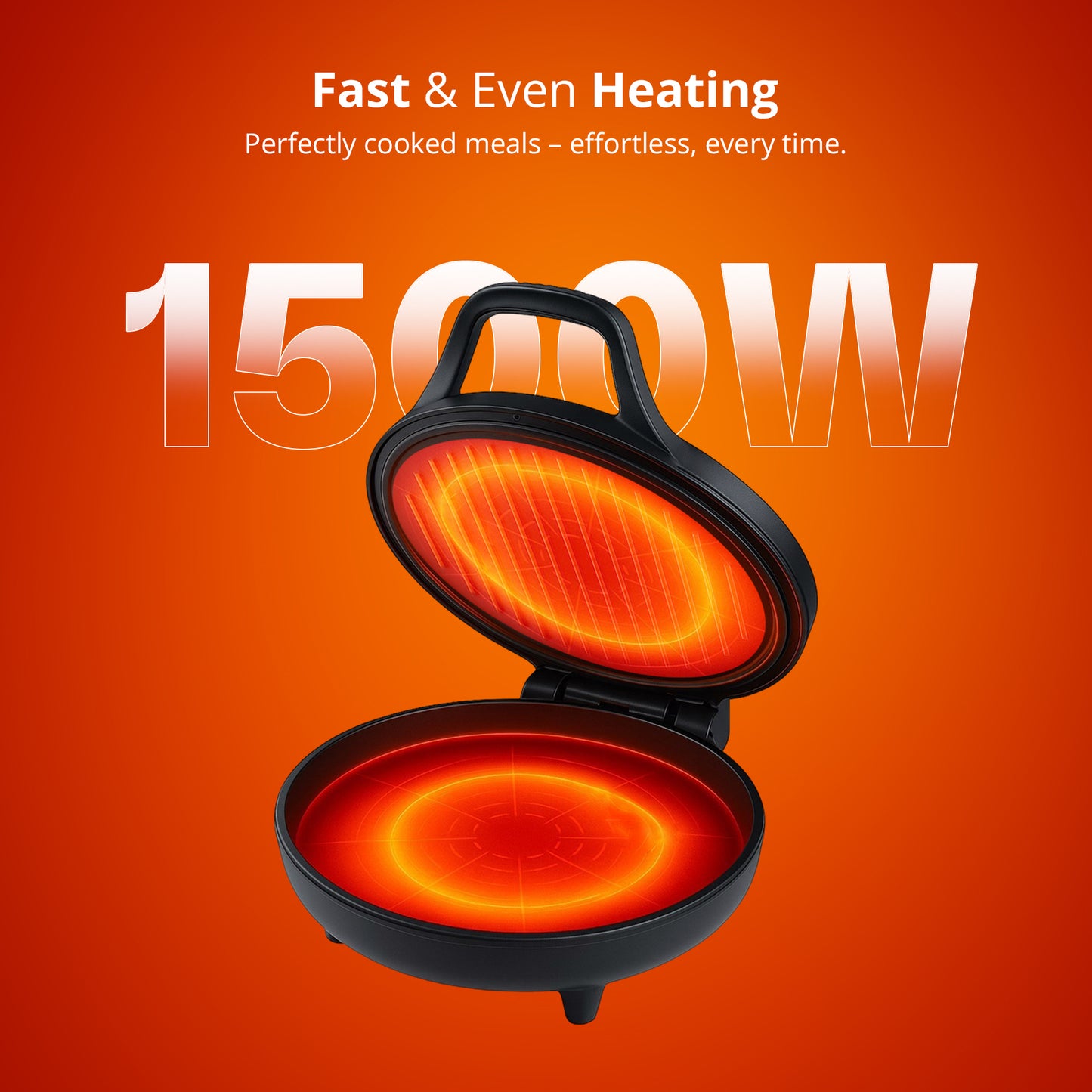 IBELL1500W Countertop Electric Pizza Maker & Multi-Purpose Grill | 12 Inch Non-Stick Plates, 180° Opening, Dual plate Heating Control | Pizza,Sandwich,Dosa,Roti,Grilled Veggies Maker | 2 Year Warranty