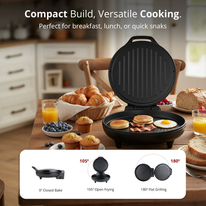 IBELL1500W Countertop Electric Pizza Maker & Multi-Purpose Grill | 12 Inch Non-Stick Plates, 180° Opening, Dual plate Heating Control | Pizza,Sandwich,Dosa,Roti,Grilled Veggies Maker | 2 Year Warranty