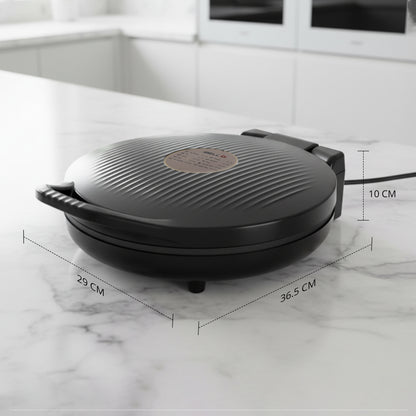 IBELL1500W Countertop Electric Pizza Maker & Multi-Purpose Grill | 12 Inch Non-Stick Plates, 180° Opening, Dual plate Heating Control | Pizza,Sandwich,Dosa,Roti,Grilled Veggies Maker | 2 Year Warranty