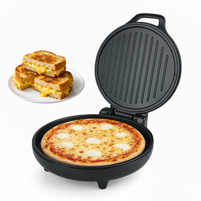 IBELL1500W Countertop Electric Pizza Maker & Multi-Purpose Grill | 12 Inch Non-Stick Plates, 180° Opening, Dual plate Heating Control | Pizza,Sandwich,Dosa,Roti,Grilled Veggies Maker | 2 Year Warranty