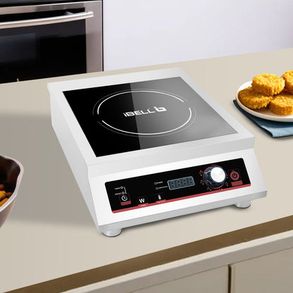 IBELL RAPID PLUS Induction Cooktop, Commercial Purpose & Heavy Duty, 3500W, Toughened Glass Top, Strong Metal Body, Auto-Off Protection, Timer Function, For Restaurants & Hotels (Silver)