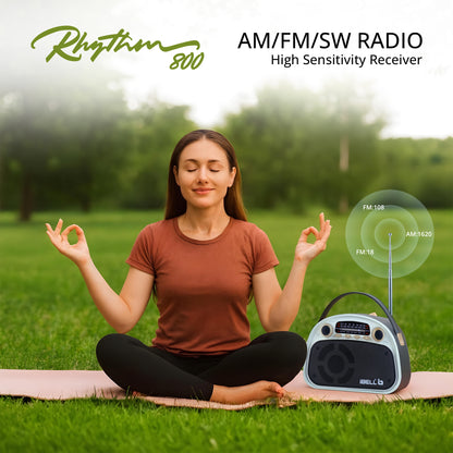 IBELL RHYTHM800 BT Portable FM Radio with Bluetooth Speaker, USB, SD Slot, MP3 Player, Rechargable Battery, Telescopic Antenna & Dynamic Speaker, 3 Band (Black)