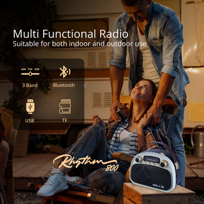 IBELL RHYTHM800 BT Portable FM Radio with Bluetooth Speaker, USB, SD Slot, MP3 Player, Rechargable Battery, Telescopic Antenna & Dynamic Speaker, 3 Band (Black)