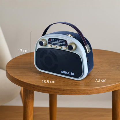 IBELL RHYTHM800 BT Portable FM Radio with Bluetooth Speaker, USB, SD Slot, MP3 Player, Rechargable Battery, Telescopic Antenna & Dynamic Speaker, 3 Band (Black)
