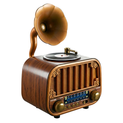 iBELL Rhythm 540 Vintage Bluetooth Speaker with AM/FM/SW Radio | 3 Band Portable Retro Radio | USB Port & TF Card Slot | MP3 Playback | 5V DC Powered Wireless Music System (Wood Finish)