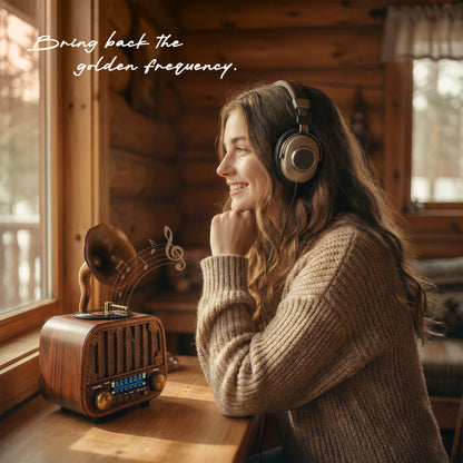iBELL Rhythm 540 Vintage Bluetooth Speaker with AM/FM/SW Radio | 3 Band Portable Retro Radio | USB Port & TF Card Slot | MP3 Playback | 5V DC Powered Wireless Music System (Wood Finish)