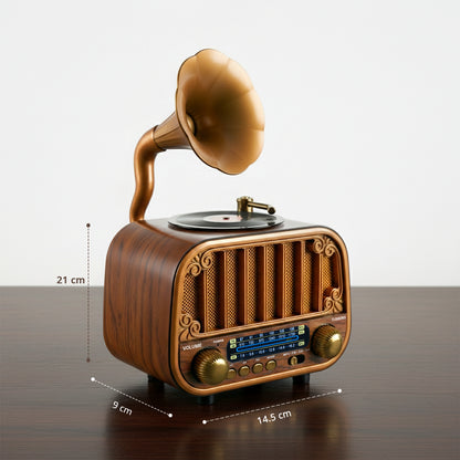 iBELL Rhythm 540 Vintage Bluetooth Speaker with AM/FM/SW Radio | 3 Band Portable Retro Radio | USB Port & TF Card Slot | MP3 Playback | 5V DC Powered Wireless Music System (Wood Finish)