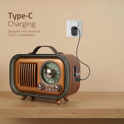 IBELL Rhythm 750 Retro Bluetooth Speaker with 3 Band AM/FM/SW Radio, AUX Input, USB & TF Card Slot, Telescopic Antenna, Dynamic Light, Portable Wireless Music System, DC 5V Power (Wood Finish)
