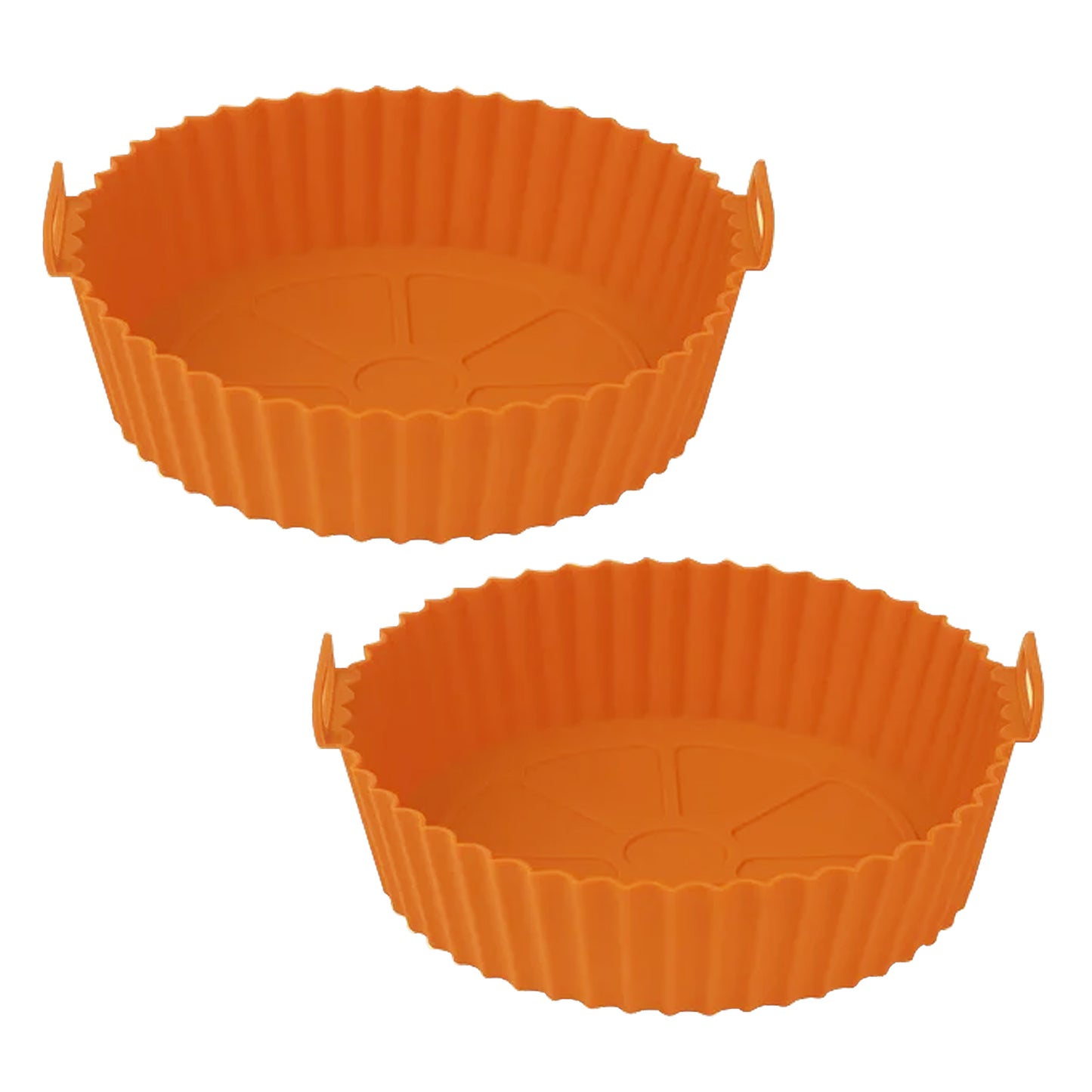IBELL SILICONRD Round Silicone Tray for Air Fryer/Oven, 100% Food Grade Baking Basket, Heat Resistant, Reusable Tray with Handles (Pack of 2)