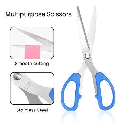 iBELL S100 Stainless Steel Scissors, Ergonomic Design, Multi-Function, Perfect for Home & Kitchen Use (Blue)