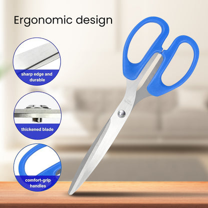 iBELL S100 Stainless Steel Scissors, Ergonomic Design, Multi-Function, Perfect for Home & Kitchen Use (Blue)