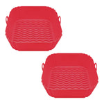 iBELL SILICONSQ Square Silicone Tray for Air Fryer/Oven, 100% Food Grade Baking Basket, Heat Resistant, Reusable Tray with Handles (Pack of 2)