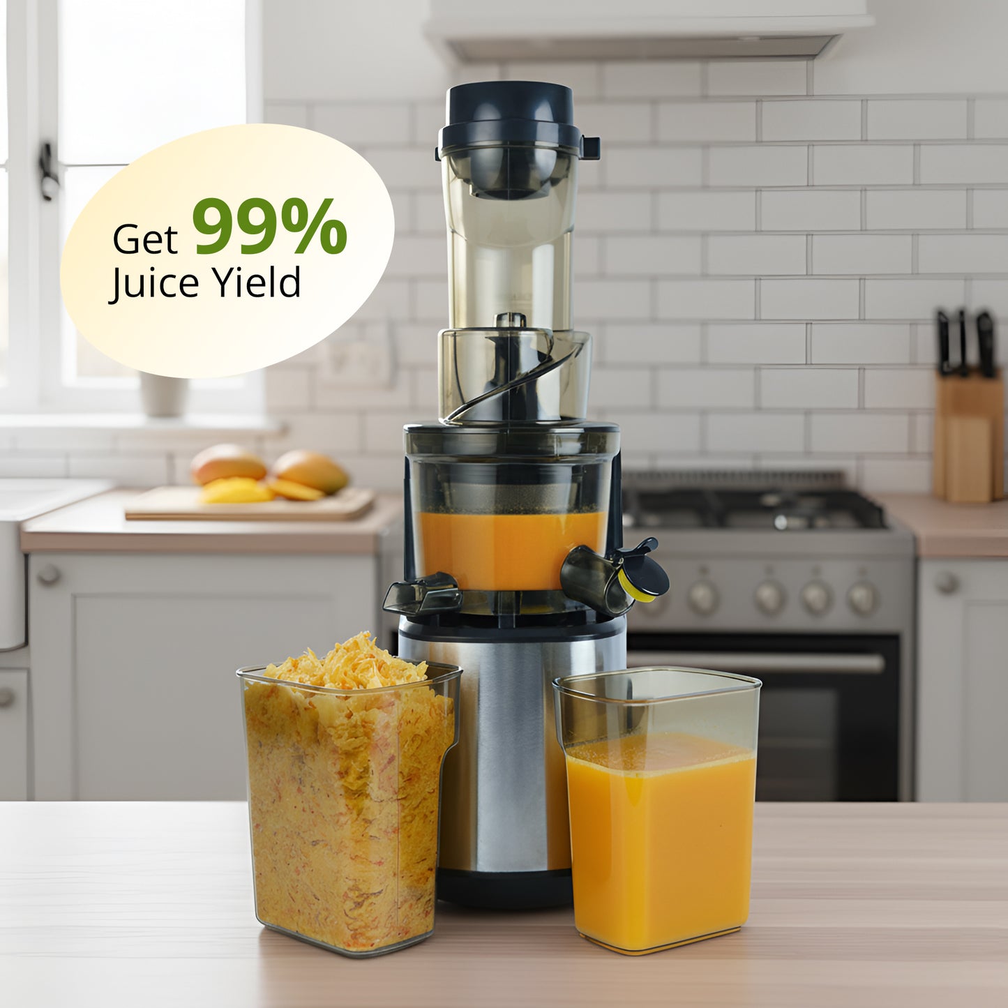 iBELL SLOW FUSION 750 Cold Press Slow Juicer 300W Silent Motor All-in-1 Fruit & Vegetable Juicer machine for home Compact Design Easy Assembly & Cleaning with 10 -Year Warranty