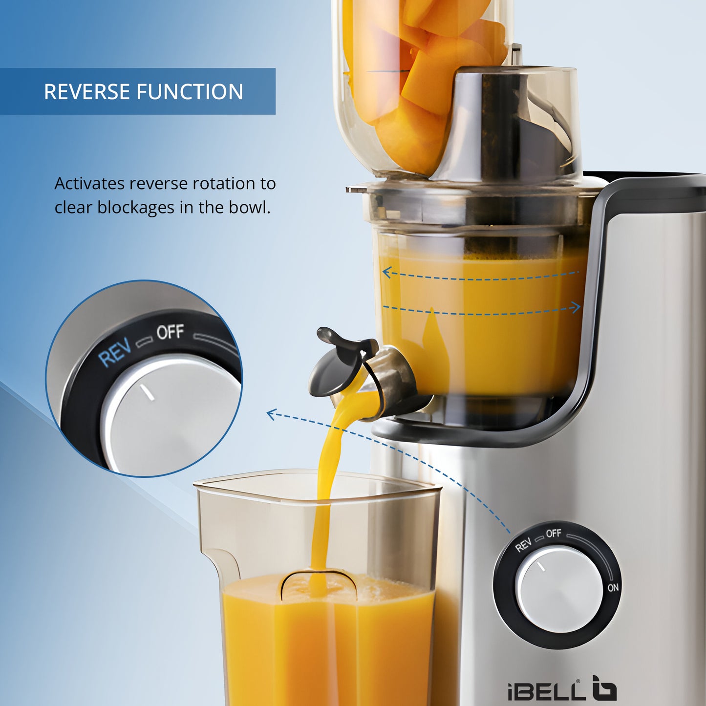 iBELL SLOW FUSION 750 Cold Press Slow Juicer 300W Silent Motor All-in-1 Fruit & Vegetable Juicer machine for home Compact Design Easy Assembly & Cleaning with 10 -Year Warranty