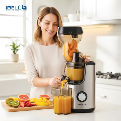 iBELL SLOW FUSION 750 Cold Press Slow Juicer 300W Silent Motor All-in-1 Fruit & Vegetable Juicer machine for home Compact Design Easy Assembly & Cleaning with 10 -Year Warranty